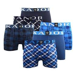 Kandor Baumwoll Boxershorts Herren – 5er, 6er Pack, Bunte, Schwarze & Farbige Unterhosen für Männer Set, Dehnbare Herren-Unterwäsche aus weiche Baumwolle, Slipboxer mit Gummibund, Marineblau, XXL von Kandor