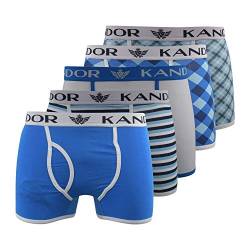 Kandor Baumwoll Boxershorts Herren – 5er, 6er Pack, Bunte, Schwarze & Farbige Unterhosen für Männer Set, Dehnbare Herren-Unterwäsche aus weiche Baumwolle, Slipboxer mit Gummibund, himmelblau, XXL von Kandor