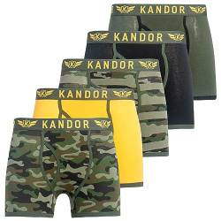 Kandor Baumwoll Boxershorts Herren – 5er Pack, Bunte, Schwarze & Farbige Unterhosen für Männer Set, Dehnbare Herren-Unterwäsche aus weiche Baumwolle, Slipboxer mit Gummibund (M,Camobee Pack A) von Kandor