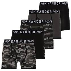 Kandor Baumwoll Boxershorts Herren – 5er Pack, Bunte, Schwarze & Farbige Unterhosen für Männer Set, Dehnbare Herren-Unterwäsche aus weiche Baumwolle, Slipboxer mit Gummibund (S,Camobee Pack B) von Kandor