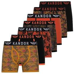 Kandor Baumwoll Boxershorts Herren – 7er Pack, Bunte, Schwarze & Farbige Unterhosen für Männer Set, Dehnbare Herren-Unterwäsche aus weiche Baumwolle, Slipboxer mit Gummibund (S,FLORID Pack B) von Kandor