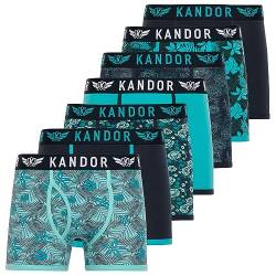 Kandor Baumwoll Boxershorts Herren – 7er Pack, Bunte, Schwarze & Farbige Unterhosen für Männer Set, Dehnbare Herren-Unterwäsche aus weiche Baumwolle, Slipboxer mit Gummibund (S,FLORID Pack C) von Kandor