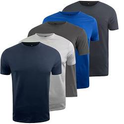 Kandor Herren-T-Shirt, 5 Stück, T-Shirts für Herren, UK-Kleidung, Multipack, Rundhalsausschnitt, einfarbig, 100 % Baumwolle, T-Shirts, hochwertige T-Shirts, lässige klassische T-Shirts,ST3, S von Kandor