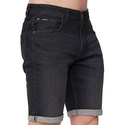 Kandor Kurze Hosen Herren – Jeans Shorts für Männer, Stretch, Sommer Bermuda Kurze Hose, Denim Herren-Shorts mit 5 Taschen(36W,Black - Timmy) von Kandor