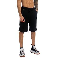 Kandor Kurze Hosen Herren – Jogginghose für Männer, Sommer Herren-Shorts aus Baumwolle Stoff, Sporthosen mit Taschen, Feizeithose für Gym, Sport, Fitness, Bermuda Shorts(M,Black) von Kandor