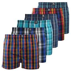 Kandor Woven Cotton Herren Boxer - Multi Pack 6er Pack Loose Fit Boxershorts für Männer Klassische Plaid Herren Unterhosen Bequeme Unterwäsche Trunks Multipack Atmungsaktiv Unterhosen, Hexster, L von Kandor