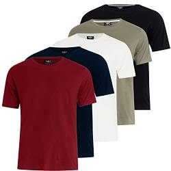 Kandor t Shirt Herren – 5er Pack, t-Shirts für männer, Classic Basic T-Shirt Set, 100% Baumwoll Rundhals t-Shirt, arbeits, Sports, Schlaf, Casual Tshirt, einfarbige Tshirts mehrpack (L,Dovar-Set 2) von Kandor