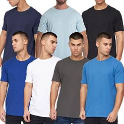 Kandor t Shirt Herren – 7er Pack, t-Shirts für männer, Classic Basic T-Shirt Set, 100% Baumwoll Rundhals t-Shirt, arbeits, Sports, Schlaf, Casual Tshirt, einfarbige Tshirts mehrpack(L,Set 1) von Kandor