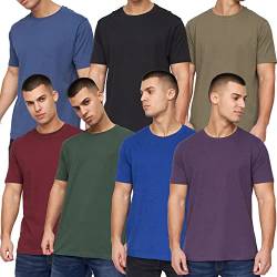 Kandor t Shirt Herren – 7er Pack, t-Shirts für männer, Classic Basic T-Shirt Set, 100% Baumwoll Rundhals t-Shirt, arbeits, Sports, Schlaf, Casual Tshirt, einfarbige Tshirts mehrpack(L,Set 2) von Kandor