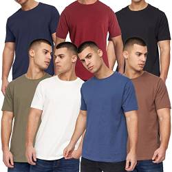 Kandor t Shirt Herren – 7er Pack, t-Shirts für männer, Classic Basic T-Shirt Set, 100% Baumwoll Rundhals t-Shirt, arbeits, Sports, Schlaf, Casual Tshirt, einfarbige Tshirts mehrpack(L,Set 3) von Kandor