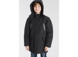 Parka KANGAROOS "Outdoorjacke mit Reflektoren" Gr. 164/170, schwarz Jungen Jacken Winterjacken von Kangaroos