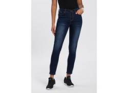 Slim-fit-Jeans KANGAROOS "CROPPED HIGH WAIST SLIM FIT" Gr. 36, N-Gr, blau (darkblue, used) Damen Jeans Röhrenjeans von Kangaroos