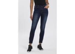 Slim-fit-Jeans KANGAROOS "CROPPED HIGH WAIST SLIM FIT" Gr. 38, N-Gr, blau (darkblue, used) Damen Jeans Röhrenjeans von Kangaroos