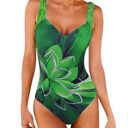 Badeanzug Damen Einteilige Bademode Blumen Schwimmanzug Push Up Bauchweg Badeanzüge V Ausschnitt Swimwear Figurformend Badebekleidung Strandmode Monokini Kanpola von Kanpola Bademode