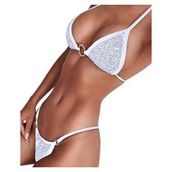 Bikini Damen Set Sexy Brazilian Bikini Triangel Badeanzug mit String Zwei StüCke,Kanpola Push Up Gepolstert Bademode mit Strass von Kanpola Bademode