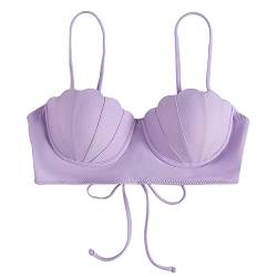 Kanpola Bademode Bikini Set Damen Riemchen-Muschel-Bikinioberteil -Badeoberteile Push-Up-Badeanzug-Oberteile für Frauen mit Bügel-Badeanzug-Oberteilen Bikinidamen BadeanzüGe GroßE GrößEn, Lila, S von Kanpola Bademode