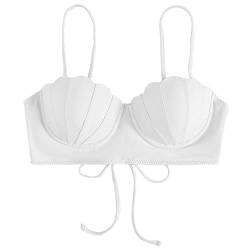 Kanpola Bademode Bikini Set Damen Riemchen-Muschel-Bikinioberteil -Badeoberteile Push-Up-Badeanzug-Oberteile für Frauen mit Bügel-Badeanzug-Oberteilen Bikinidamen BadeanzüGe GroßE GrößEn, Weiß, M von Kanpola Bademode