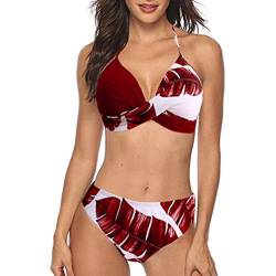 Kanpola Neckholder Bikini Set Damen Push Up Punkte Badeanzug Zweiteilig Sexy Gepolstert Bademode Crossover Bikinioberteil+Bikinihose von Kanpola Bademode