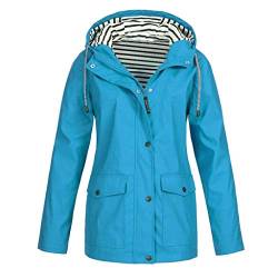 Kanpola Damen Jacke Übergangsjacke Outdoor Wasserdichter Winddicht Regenmantel Regenjacke Kapuzenjacken Jacken Mantel mit Kapuze (EU-44/CN-2XL, Himmelblau) von Kanpola Damen Shirts