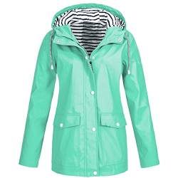 Kanpola Damen Jacke Übergangsjacke Outdoor Wasserdichter Winddicht Regenmantel Regenjacke Kapuzenjacken Jacken Mantel mit Kapuze (EU-44/CN-2XL, Minzgrün) von Kanpola Damen Shirts