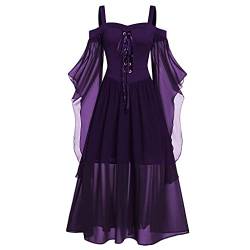 Halloween Kostüm Damen Kleid Große Größe Gothic Maxikleid Sexy Spitze Kleider Mittelalter Kleid mit Trompetenärmel Cosplay Gebunden Taille Kleid Karneval Party Abendkleider Dress Kanpola von Kanpola Damen Sweatshirts