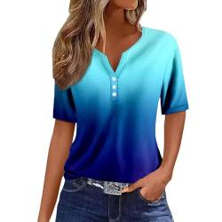 Kanpola Bluse Damen Elegant V-Ausschnitt T-Shirt Mode Bunte Drucken Lose Kurzarm Sommeroberteile Knopfleiste Tunika Tops Frauen Hemdbluse Freizeit Strand Oberteile Sommershirts von Kanpola Damen Sweatshirts