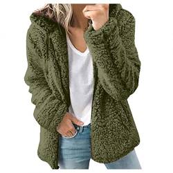 Kanpola Damen Plüschjacke Winterjacke Teddy Warm Hoodie Pullover Mit Kapuze Winter Reißverschluss Kapuzenjacke mit Tasches Einfarbig Lässige Jacken Mantel Oberteile von Kanpola Damen Sweatshirts