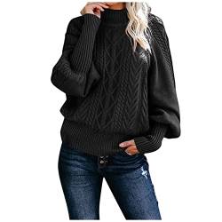 Kanpola Damen Strick Pullover Herbst Winter Rollkragen Langarm Sweatshirt Zopfmuster Pulli Sweater Frauen Mädchen Strickpullover Lose Casual Gestrickte Jumper Oberteile Tops von Kanpola Damen Sweatshirts