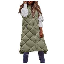 Kanpola Daunenweste Damen Lang Steppweste, Oversize Ärmellose Westen Longweste Laufwesten Daunenjacke Winterjacke Jacke mit Kapuze Steppjacke Wintermantel Daunenmantel Steppjacke von Kanpola Damen Sweatshirts