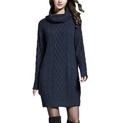 Kanpola Pullover Damen Strickkleid Langarm Rollkragenkleid Herbst Winter Mini Pullikleid Zopfmuster Strickpullover Stretch Pulloverkleid Lose Freizeitkleid Dress von Kanpola Damen Sweatshirts