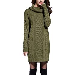 Kanpola Pullover Damen Strickkleid Langarm Rollkragenkleid Herbst Winter Mini Pullikleid Zopfmuster Strickpullover Stretch Pulloverkleid Lose Freizeitkleid Dress von Kanpola Damen Sweatshirts