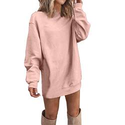 Kanpola Pullover Kleider Damen Shirtkleider Basic Rundhals Dress Sweatshirt Herbst Winter Langarm Minikleid Einfarbig Knielang Freizeitkleider Lose Tops von Kanpola Damen Sweatshirts