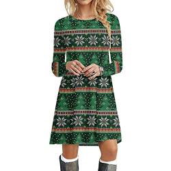 Kanpola Weihnachtskleid Damen Langarm Pullover Kleid Herbst Winter Rundhals Minikleid Rentier Druck Weihnachten Kleider Elegant Weihnachtsfeier Blusenkleid Oberteile von Kanpola Damen Sweatshirts