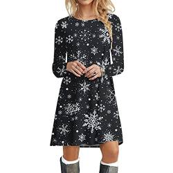 Kanpola Weihnachtskleid Damen Langarm Pullover Kleid Herbst Winter Rundhals Minikleid Rentier Druck Weihnachten Kleider Elegant Weihnachtsfeier Blusenkleid Oberteile von Kanpola Damen Sweatshirts