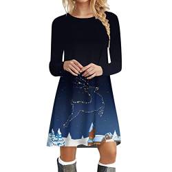 Kanpola Weihnachtskleid Damen Langarm Pullover Kleid Herbst Winter Rundhals Minikleid Rentier Druck Weihnachten Kleider Elegant Weihnachtsfeier Blusenkleid Oberteile von Kanpola Damen Sweatshirts