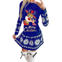 Kanpola Weihnachtskleid Damen Lustig Rentier Pulloverkleid Sexy Rundhals Minikleid Herbst Winter Langarm Kleid Weihnachtsfest Kleider Freizeitkleid von Kanpola Damen Sweatshirts