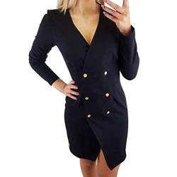 Blazer Damen Langarm Business Zweireihiger Blazerkleid Mantel,Kanpola Sexy V-Ausschnitt Etuikleid/Lang Cardigan Revers Wickelkleid Herbst Winter von Kanpola Damen Top