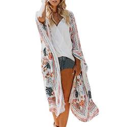 Kanpola Chiffon Cardigan Damen Kimono Kaftan Lose Strand Cover Up Strandponcho Lange Sommer Herbst Marokkanische Longshirt DüNne Jacke von Kanpola Damen Top