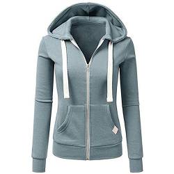 Kanpola Damen Kapuzenpullover Slim Fit Sweatjacke Herbst Winter,Sportliche Zip Hoodie Frauen üBergangsjacke Kapuzenjacke Outwear Basic Sweatshirt von Kanpola Damen Top