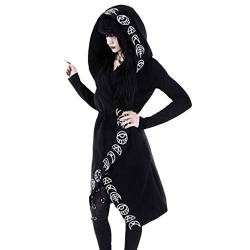 Kanpola Gothic Mantel Damen Hoodie Sweatshirt Jacke Punk Outfit Steampunk Kleidung Party Halloween KostüM,Herbst Winter Moon Druck üBergangsjacke Streetwear von Kanpola Damen Top