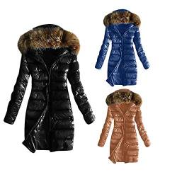 Winter Daunenmantel Damen Lang Steppjacke mit Kunstpelz,Kanpola DüNne Daunen Winterjacke Soft Wattierte-Jacke Warme Modische üBergangsmantel von Kanpola Damen Top