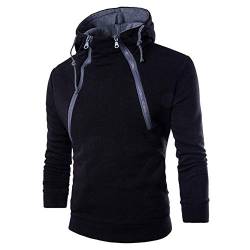 Sport Herren Sweatshirt Hoodie,Kanpola Männer Fitness Training Crewneck Shirt Slim Modern Langarmshirt Warm Basic Pullover (EU-50/CN-XL, Schwarz) von Kanpola Herren T-Shirts