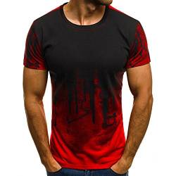 Sport T-Shirt Herren Kanpola Slim Fit Kurzarm Shirt Bluse für Jogging Yoga Männer Tops (3XL/56, Rot) von Kanpola Herren T-Shirts