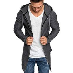 Herren Sweatjacke mit Kapuze Slim Fit Lange Kapuzenpullover,Kanpola üBergangs Leichte Kurzmantel Zip Hoodie Freizeit Cardigan von Kanpola Herren Top