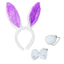 Oster Hasenohren Haarreif Kanpola Stirnbänder Haarband Fliege Schleife Schwanz Kaninchenohr Ostern Deko Accessories für Erwachsene Kinder Cosplay von Kanpola Party