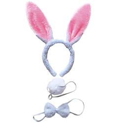 Oster Hasenohren Haarreif Kanpola Stirnbänder Haarband Fliege Schleife Schwanz Kaninchenohr Ostern Deko Accessories für Erwachsene Kinder Cosplay von Kanpola Party