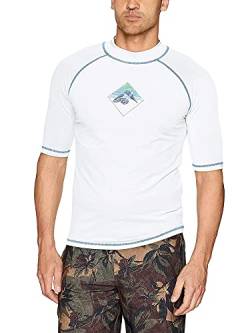 Kanu Surf Herren Fiji Rashguard-Badeshirt, kurzärmelig, LSF 50+, Sonnenschutz Rash-Guard-Shirt, Paradise White, Large von Kanu Surf