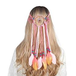 Böhmisches Feder-Haarband für 55–60 cm Kopfumfang, für Kinder und Mädchen, Geburtstagsgeschenk, Blumenfeder-Stirnband von Kaohxzklcn
