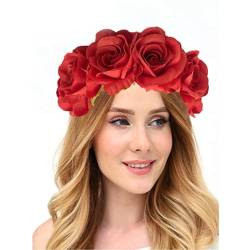 Brautdusche Blume Stirnband Frauen Hochzeit Hairhoop Rose Haarband für Mädchen Frauen Sommer Kopfschmuck Haarschmuck von Kaohxzklcn