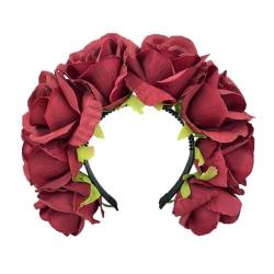 Brautdusche Blume Stirnband Frauen Hochzeit Hairhoop Rose Haarband für Mädchen Frauen Sommer Kopfschmuck Haarschmuck von Kaohxzklcn